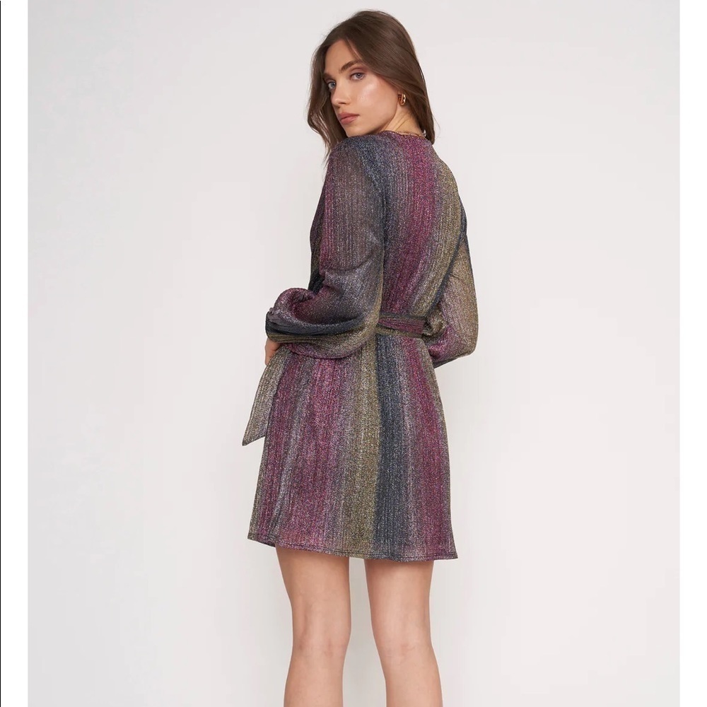4SI3NNA Weila Long‎ Sleeve Wrap Minidressin Rainbow - Picture 3 of 16